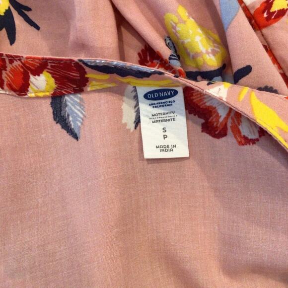 OLD NAVY Maternity Long Sleeve Pintuck Pink Floral Midi Shift Dress size Small - Picture 7 of 9